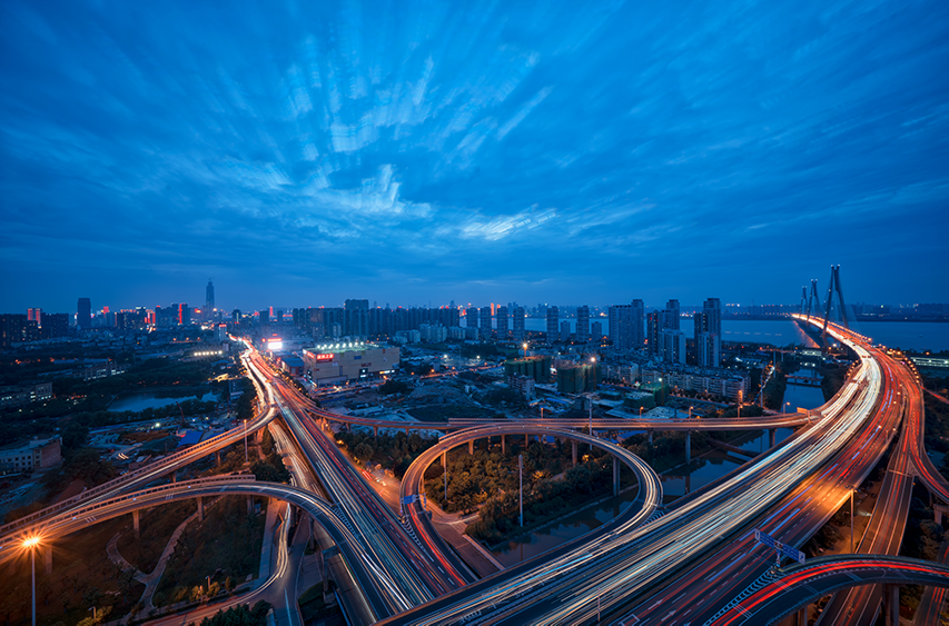 武汉二七长江大桥道路车流美景美